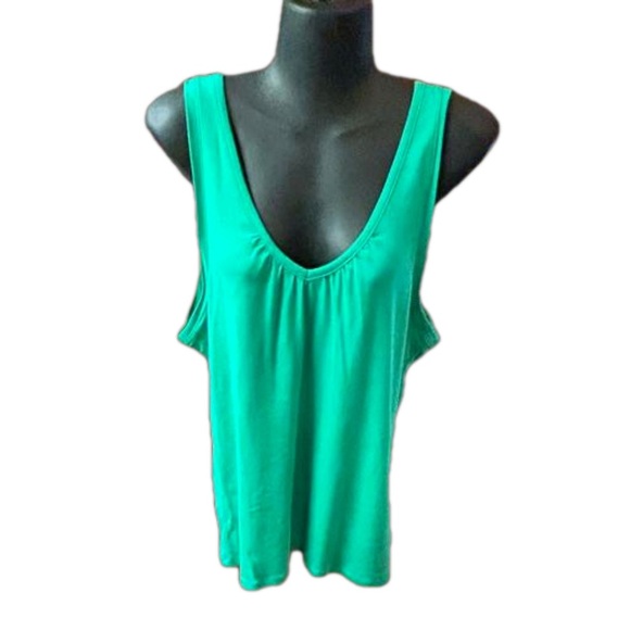 NWOT XL Merona green scoop v-neck loose relaxed fit ribbed knit tank top - Picture 3 of 13